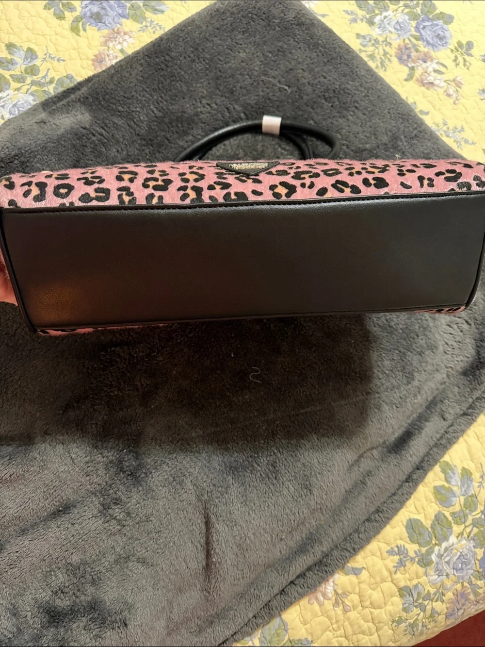 Valentino Orlandi Pink and Black Leopard-Print Satchel NWOT - Picture 5 of 9